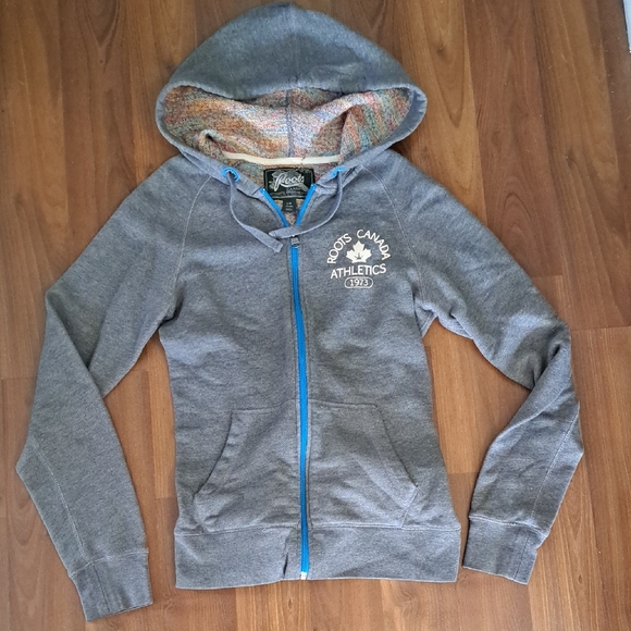 Roots Tops - Roots Gray Hoodie with Blue Accents